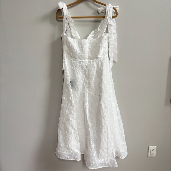 Lulus Glamorous Element White Lurex Tie-Strap Bustier Midi Dress Large Bride NWT - Picture 11 of 13